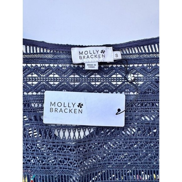 Molly Bracken Dress Abstract Print  Sleeveles Lattice Lace Details Size S‎ NEW - Picture 4 of 6